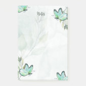 パーソナライズされたグリーンバタフライ フローラル ポストイット (正面)