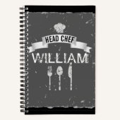パーソナライズされたグレイヘッドシェフレシピ本男性へ ノートブック (正面)