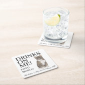 パーソナライズされたグレイ結婚タ スクエアペーパーコースター (インサイチュ)