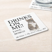 パーソナライズされたグレイ結婚タ スクエアペーパーコースター (アングル)