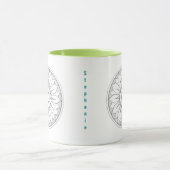 パーソナライズされたグレーとライムメダリオンパターン マグカップ (中央)