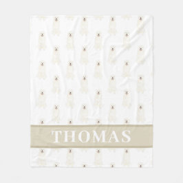 パーソナライズされたグレートピレニーズ ピンク＆ホワイト フリースブランケット