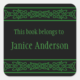 パーソナライズされたケルト結び目模様デザイン蔵書票ステッカー スクエアシール