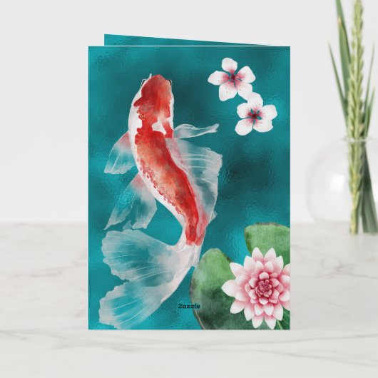 パーソナライズされたコイフィッシュ、さくらんぼ花誕生日 カード (裏面)