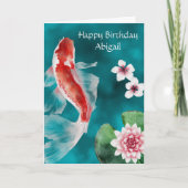 パーソナライズされたコイフィッシュ、さくらんぼ花誕生日 カード (正面)