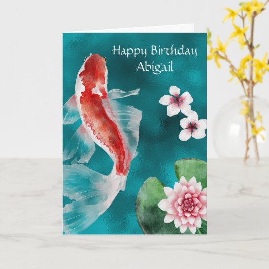 パーソナライズされたコイフィッシュ、さくらんぼ花誕生日 カード