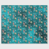 パーソナライズされたコイフィッシュ、さくらんぼ花誕生日 ラッピングペーパー (フラット)