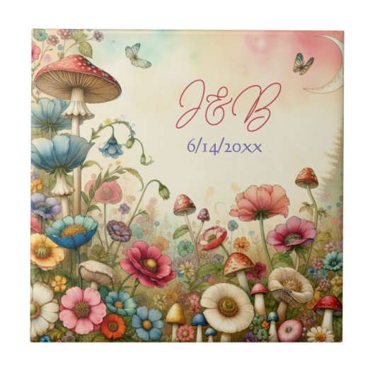 パーソナライズされたコテージコアウェディング タイル (正面)