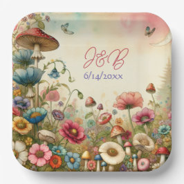 パーソナライズされたコテージコアウェディング ペーパープレート