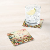 パーソナライズされたコテージコ結婚ア スクエアペーパーコースター (インサイチュ)