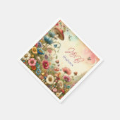 パーソナライズされたコテージコ結婚ア スタンダードカクテルナプキン (角)