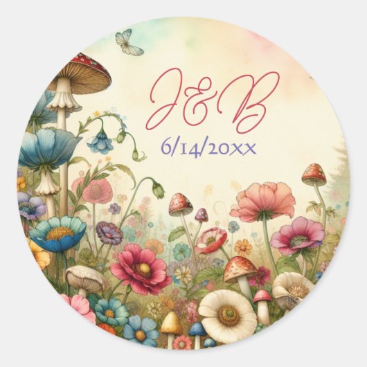 パーソナライズされたコテージコ結婚ア ラウンドシール (正面)