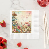 パーソナライズされたコテージコ結婚ア 縁ありランチョンナプキン (インサイチュ)