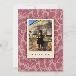 パーソナライズされたコージーなピンクのヴィンテージ フラワーパターン シーズンカード