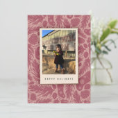 パーソナライズされたコージーなピンクのヴィンテージ フラワーパターン シーズンカード (スタンド正面)