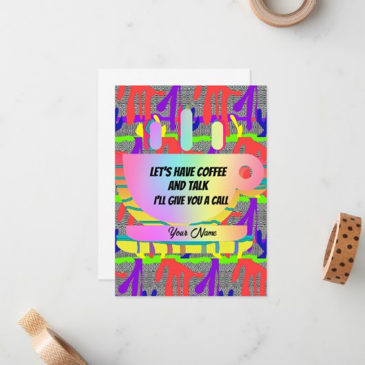 パーソナライズされたコーヒーとトークを持とう ノートカード (正面/裏面インサイチュ)