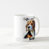 パーソナライズされたコーヒーと私のビーグルかわいい コーヒーマグカップ (正面右)
