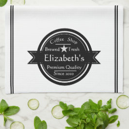 パーソナライズされたコーヒーショップのロゴ キッチンタオル