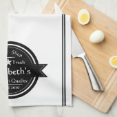 パーソナライズされたコーヒーショップのロゴ キッチンタオル (四つ折り)