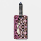 パーソナライズされたゴシックピンクオーナメント&Sk ラゲッジタグ (裏面縦)