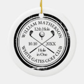 パーソナライズされたゴルフのホールインワン記念品 セラミックオーナメント (裏面)