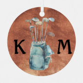 パーソナライズされたゴルファーカジュアルモノグラモダンム メタルオーナメント (正面)