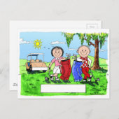 パーソナライズされたゴルフカップル漫画 ポストカード (正面/裏面)