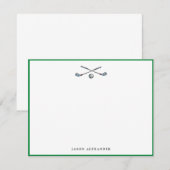 パーソナライズされたゴルフクラブとボール 緑の枠 ノートカード (正面/裏面)