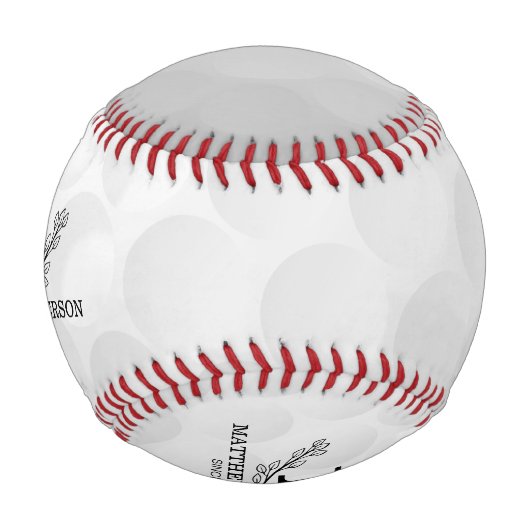 パーソナライズされたゴルフボールパターン名モノグラム時代 野球ボール (裏面)