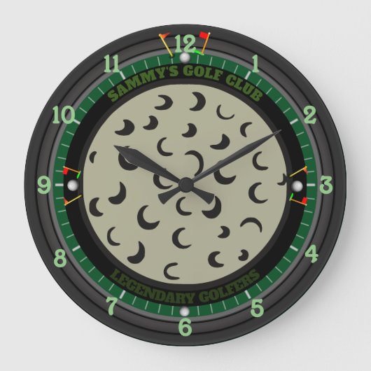 パーソナライズされたゴルフボール大時計 ラージ壁時計 (正面)