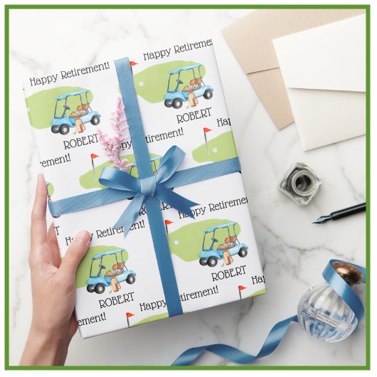 パーソナライズされたゴルフ退職名 ラッピングペーパー