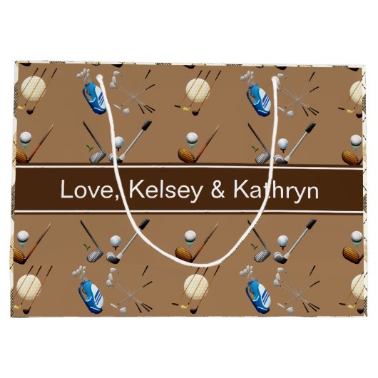 パーソナライズされたゴルフ&アーガイル ラージペーパーバッグ (裏面)