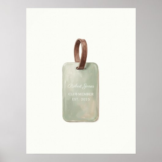 パーソナライズされたゴルフ ネームタグ ウォールアート (正面)