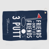 パーソナライズされたゴルフ 友達に3パットを打たせるな ゴルフタオル (横)