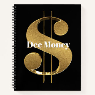 パーソナライズされたゴールドのドル記号 ノートブック