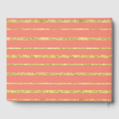 パーソナライズされたゴールドストライプとコーラルのゲストブック ゲストブック (裏面)