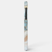 パーソナライズされたゴールド ティール ブルー マーブル アート パターン Case-Mate iPhoneケース (裏面/左)