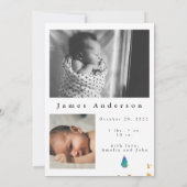 パーソナライズされたゴールド 赤ちゃんの初めてのクリスマス フォト 案内状 (裏面)