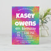 パーソナライズされたサイケデリックレインボー誕生日 招待状 (スタンド正面)
