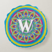 パーソナライズされたサイケデリックRound Throw Cッションブルー ラウンドクッション (裏面)