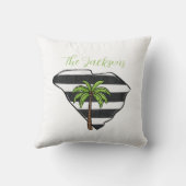 パーソナライズされたサウスカロライナ州のヤシの木のストライプ クッション (裏面)