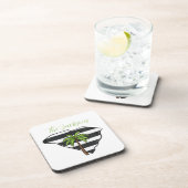 パーソナライズされたサウスカロライナ州パームツリー ストライプ コースター (右側)