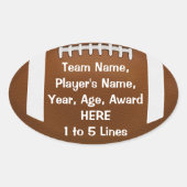 パーソナライズされたサッカーのシール1 - 5行の文字 楕円形シール (正面)