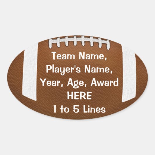 パーソナライズされたサッカーのシール1 - 5行の文字 楕円形シール (正面)