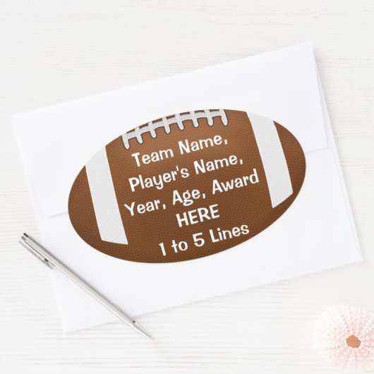 パーソナライズされたサッカーのシール1 - 5行の文字 楕円形シール (封筒)