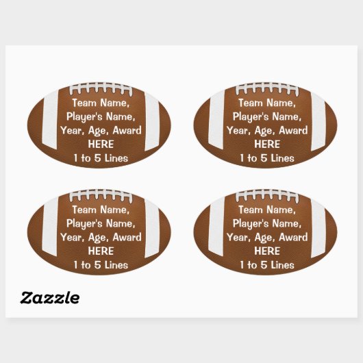 パーソナライズされたサッカーのシール1 - 5行の文字 楕円形シール (シート)