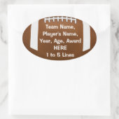 パーソナライズされたサッカーのシール1 - 5行の文字 楕円形シール (バッグ)