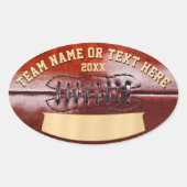 パーソナライズされたサッカーのステッカー、あなたのテキスト空白の、 楕円形シール (正面)