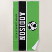 パーソナライズされたサッカーの名前 ビーチタオル (正面)