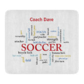 パーソナライズされたサッカーコーチ言葉で感謝 カッティングボード (正面)